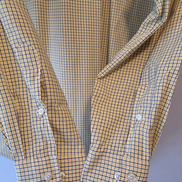 Ralph Lauren Classic Fit Mens Micro Plaid Yellow & Blue Mens‎ Shirt Size 15.1/2 - Picture 9 of 11